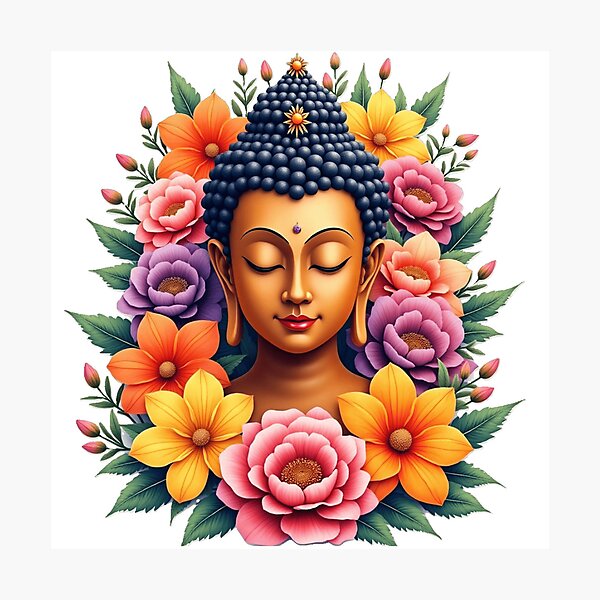 Item preview, stunning  buda with  vibrant flowers designed and sold by nicnacc.