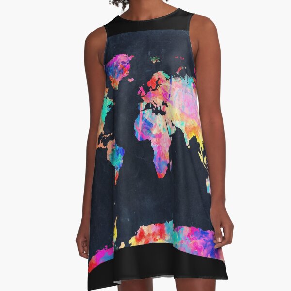 World Map watercolor 2 A-Line Dress