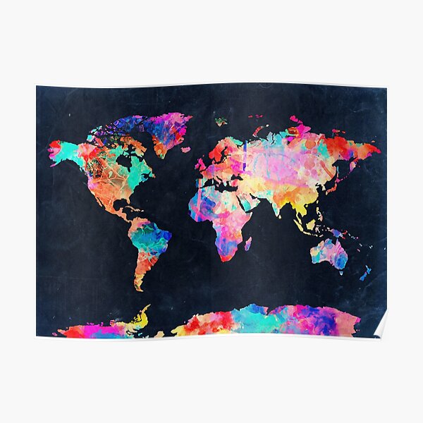 World Map watercolor 2 Poster