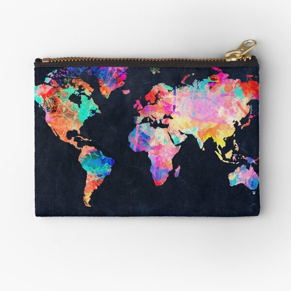 World Map watercolor 2 Zipper Pouch