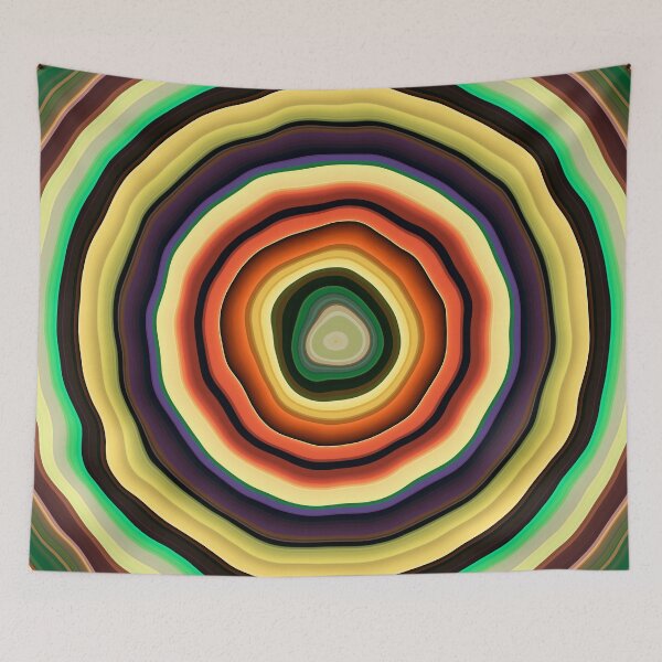 Item preview, Seventies Concentric Wavy Circles in Yellow, Brown and Green designed and sold by KaSaPo.