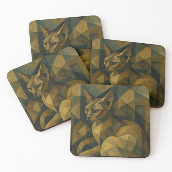Item preview, Cubist Sphynx Cat – Geometric Abstract Art designed and sold by LesChatsArt.