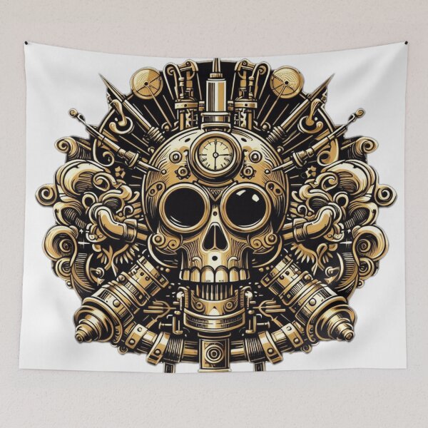 Item preview, Steampunk Skull Brass Artwork – Intricate Victorian Mechanical Design designed and sold by DIQDESIGN.
