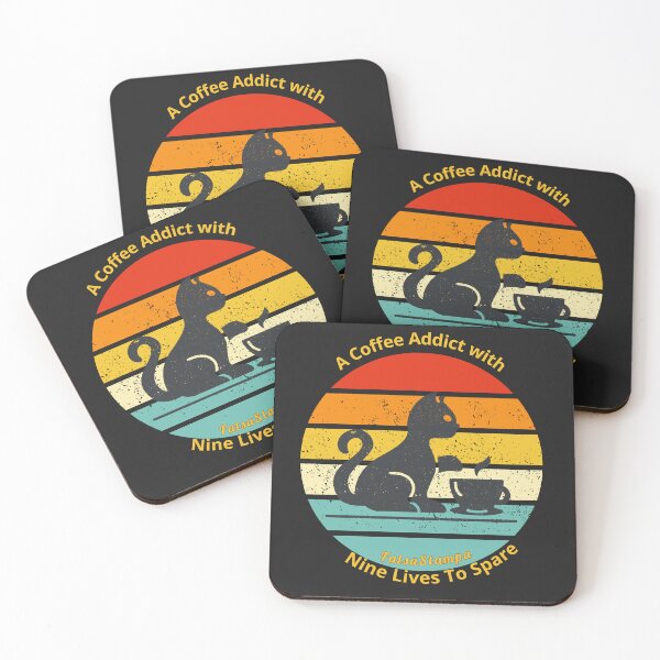 Item preview, A Coffee Addict With Nine Lives To Spare Retro t-shirt & Gifts  designed and sold by FatsaStampa.