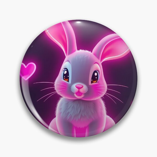 Item preview, Neon Glow Bunny: Adorable Futuristic Rabbit with Hearts designed and sold by FusionCipher.