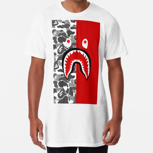 Bape Red T Shirts Redbubble - bape shark t shirt roblox