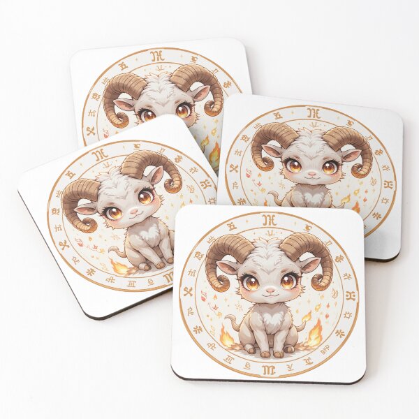 Item preview, cute chibi Aries ram with sparkling eyes designed and sold by Nimkaew.