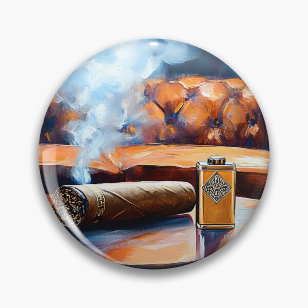 Item preview, Indulge in Luxury - Hand Rolled Cigar, Elegant Lounge Ambiance and Leather Couch Abstract Digital AI Art designed and sold by OlfactoART Studio.