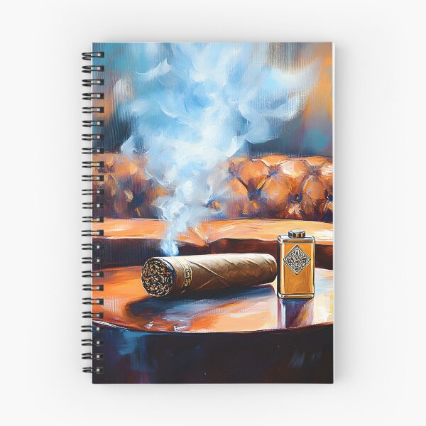 Item preview, Indulge in Luxury - Hand Rolled Cigar, Elegant Lounge Ambiance and Leather Couch Abstract Digital AI Art designed and sold by OlfactoART Studio.