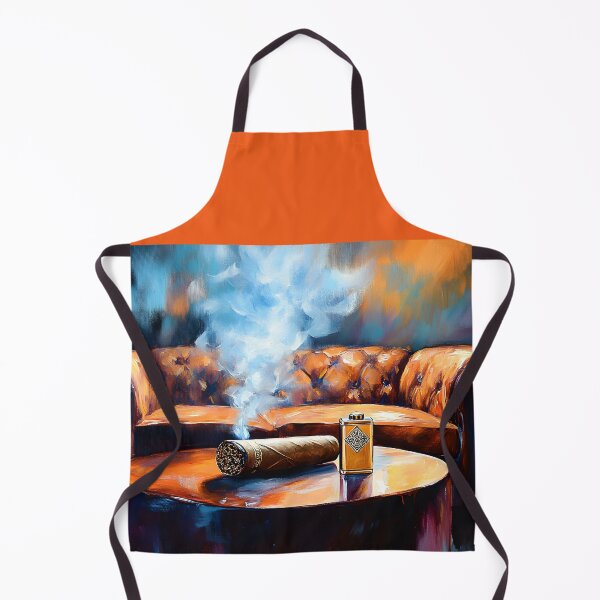 Item preview, Indulge in Luxury - Hand Rolled Cigar, Elegant Lounge Ambiance and Leather Couch Abstract Digital AI Art designed and sold by OlfactoART Studio.