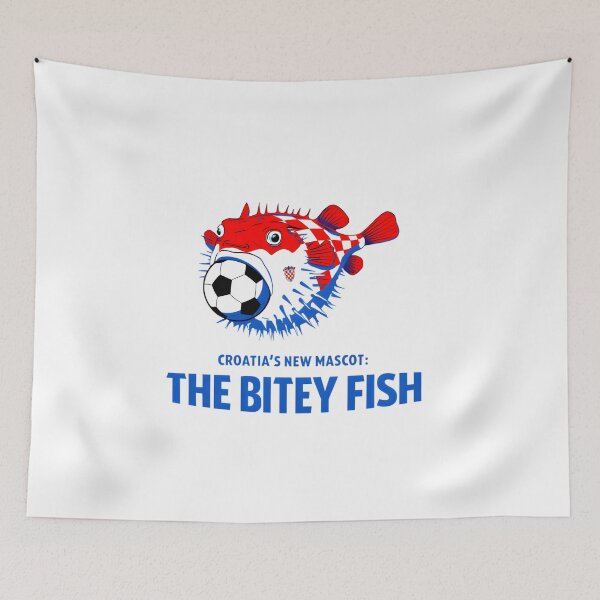 Item preview, Croatia Football Mascot - The Bitey Fish Pufferfish Soccer Design designed and sold by AnnDesignStudio.