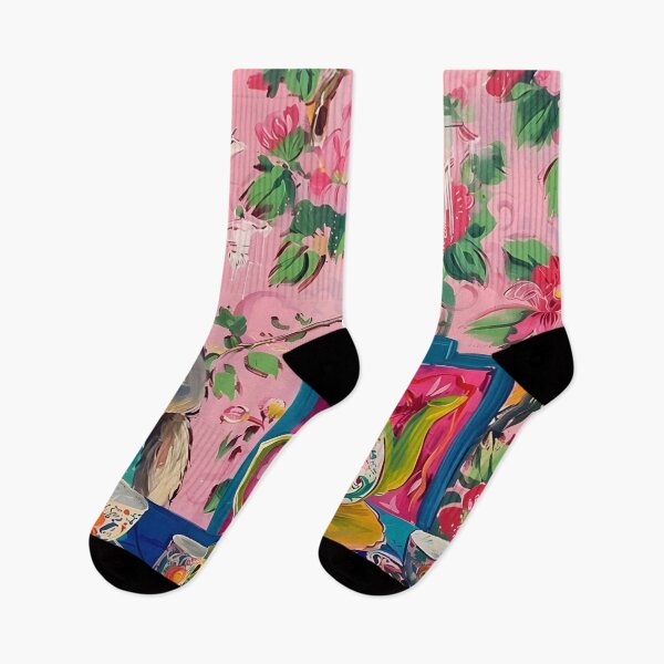 Item preview, Grandmillennial art, Monkey in pink and green chinoiserie interior designed and sold by SophieClimaArt.