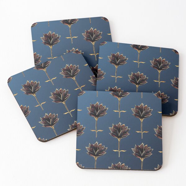 Item preview, Elegant Black Lotus Seamless Pattern on Navy Background designed and sold by Art Garden.