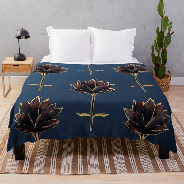 Item preview, Elegant Black Lotus Seamless Pattern on Navy Background designed and sold by Art Garden.