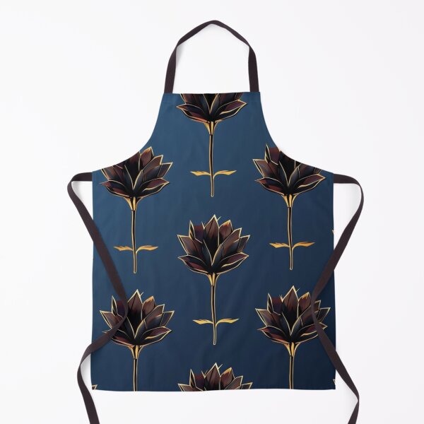 Item preview, Elegant Black Lotus Seamless Pattern on Navy Background designed and sold by Art Garden.
