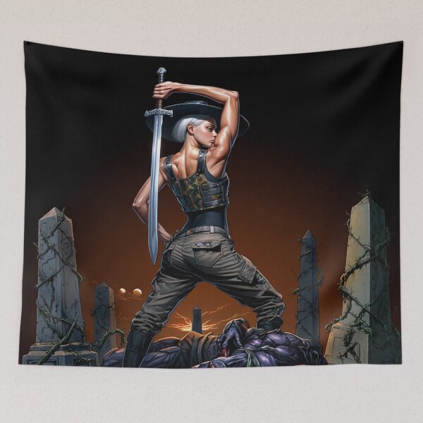 Item preview, Vampire Hunter woman cool Dracula hunter female warrior art designed and sold by Vintage Designs +.