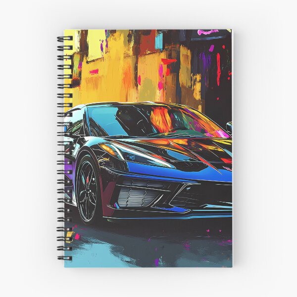 Aperçu de l'œuvre Chevrolet Corvette Stingray C8 noire – Édition Pop Art créée et vendue par AutoPopStudio.