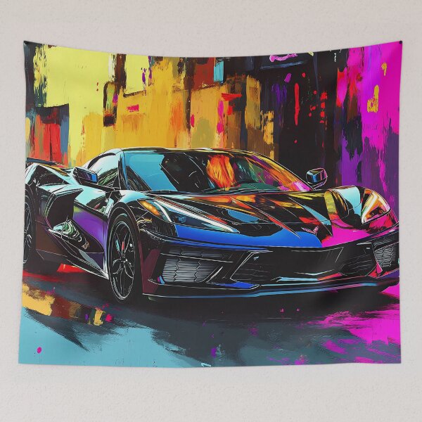 Item preview, Black Chevrolet Corvette Stingray C8 – Pop Art Edition designed and sold by AutoPopStudio.