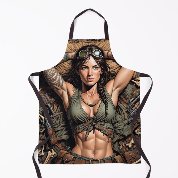 Item preview, Steampunk Girl lying on bones wearing a leather vest on a detailed industrial background designed and sold by Vintage Designs +.