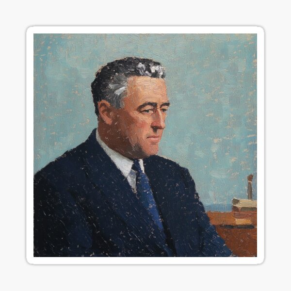 Vista previa del artículo con la obra «Franklin D. Roosevelt | Estilo de pintura postimpresionista», diseñado y vendido por ComicsFactory.