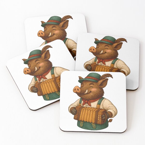 Item preview, German Wild Boar Playing Accordion in Traditional Attire designed and sold by #Adulting Central.