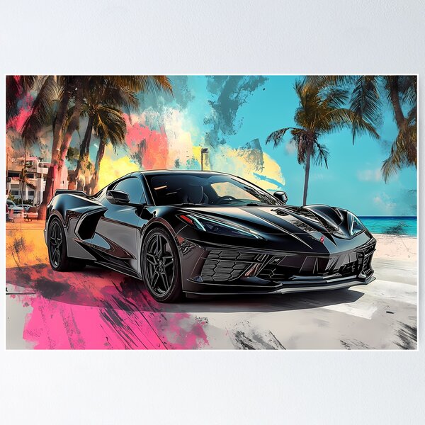 Item preview, Black Chevrolet Corvette Stingray C8 – Pop Art Edition IV designed and sold by AutoPopStudio.
