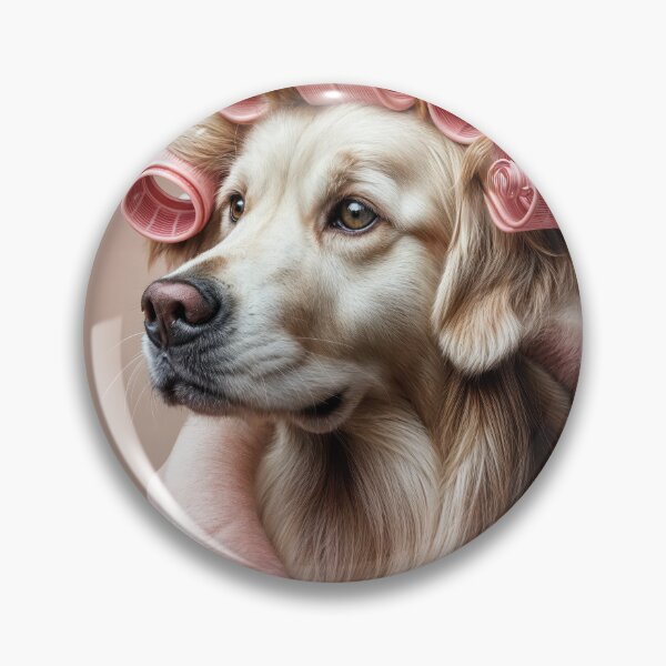 Item preview, Golden Retriever In Pink Hair Curlers designed and sold by Maria Dryfhout.