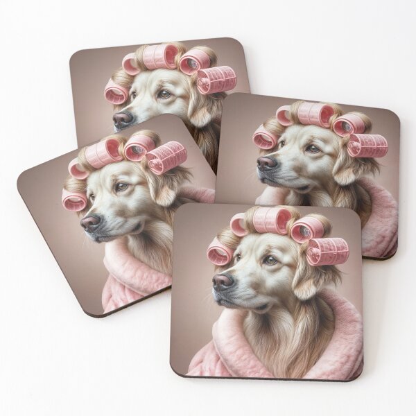 Item preview, Golden Retriever In Pink Hair Curlers designed and sold by Maria Dryfhout.