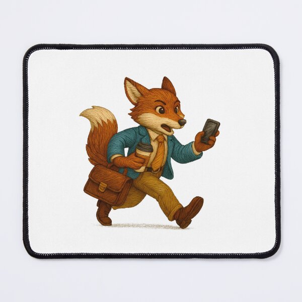 Item preview, Fox in Business Attire Running Late with Coffee and Briefcase designed and sold by #Adulting Central.