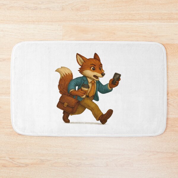 Item preview, Fox in Business Attire Running Late with Coffee and Briefcase designed and sold by #Adulting Central.