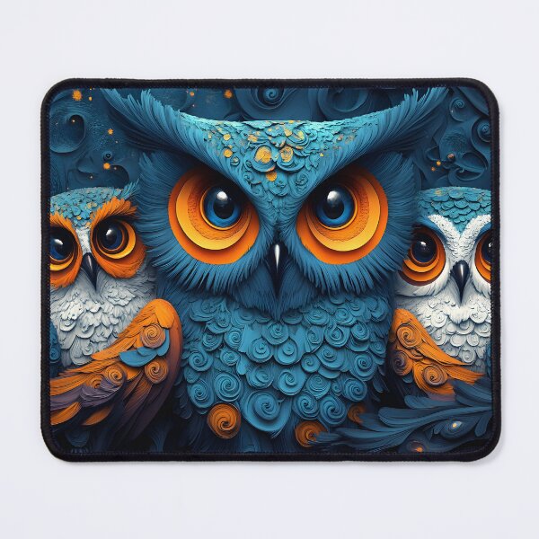 Item preview, Vibrant owls in a mesmerizing surreal art style scene designed and sold by Artessie.