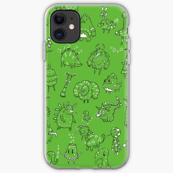Random Creatures Phone Case - Dark Green iPhone Soft Case