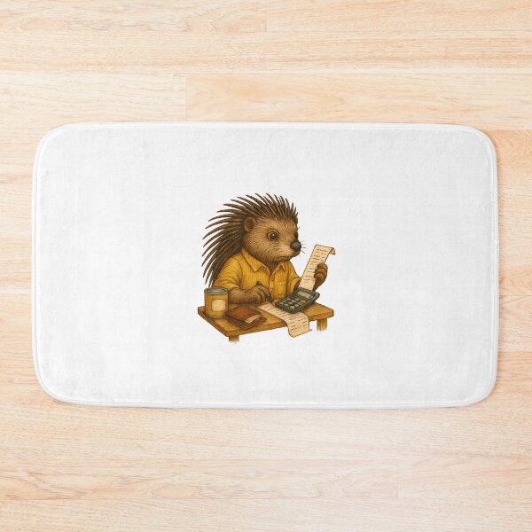 Item preview, Porcupine at Desk Surrounded by Tax Documents and Calculator designed and sold by #Adulting Central.