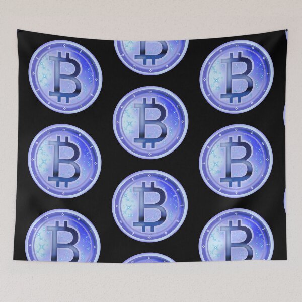 Item preview, Bitcoin symbol with stars, silhouette art, Bitcoin money symbol, Bitcoin sign in blue designed and sold by katecheerycake.