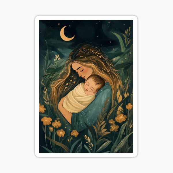Item preview, Mother and Child Teal Moonlight designed and sold by ZilvaeArt.