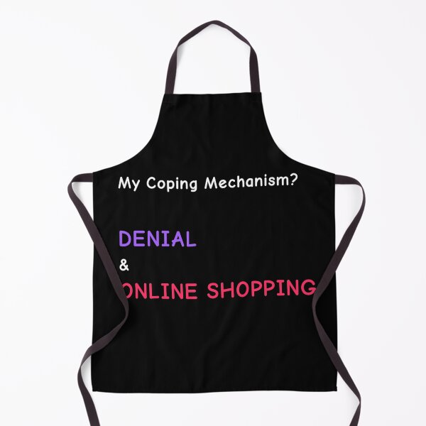 Item preview, "Denial & Online Shopping" Humor Sticker • Mental Health Meme Art designed and sold by BrushRushX.