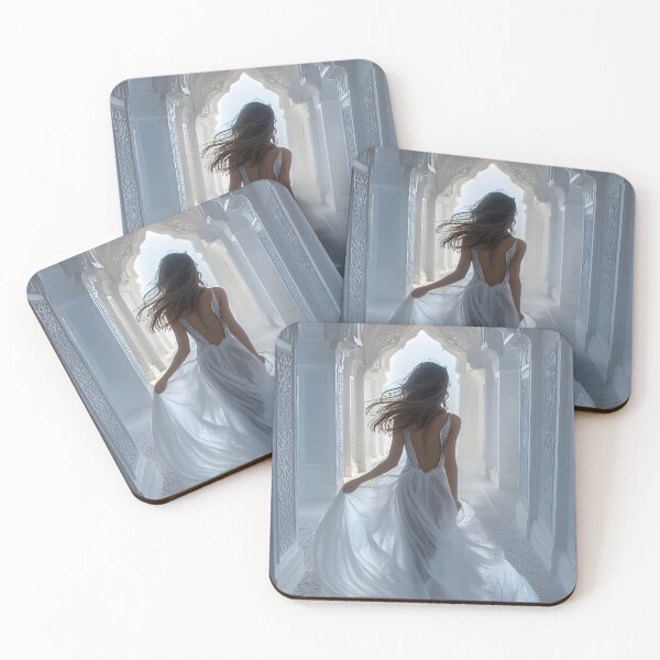 Item preview, Silhouette running in ornate white architectural hallway designed and sold by Artessie.