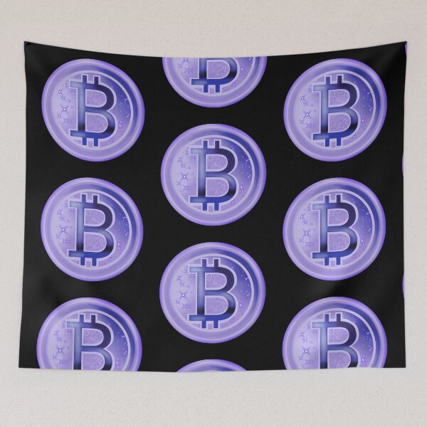 Item preview, Bitcoin symbol, silhouette art, Bitcoin money symbol, Bitcoin sign in purple with white stars designed and sold by katecheerycake.