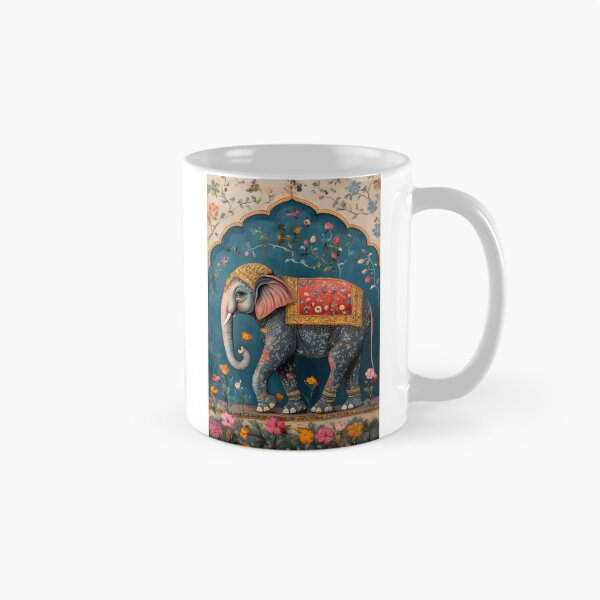Item preview, Colorful elephant in floral arch with blue background. designed and sold by Artessie.