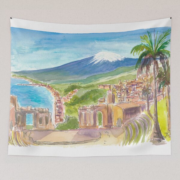 Item preview, Taormina Dreams with Etna Rising Over the Sea designed and sold by artshop77.
