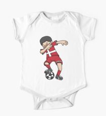 Denmark Football Dabbing Soccer Boy With National Flag Jersey Futbol Fan Shirt One Piece - Short Sleeve