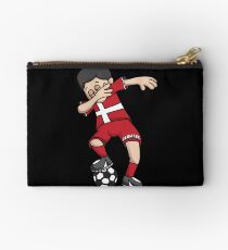 Denmark Football Dabbing Soccer Boy With National Flag Jersey Futbol Fan Shirt Studio Pouch