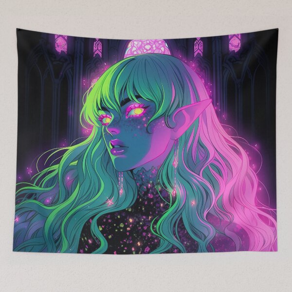 Item preview, Neon Witch Cathedral Fantasy Anime Girl designed and sold by bubblegoth.