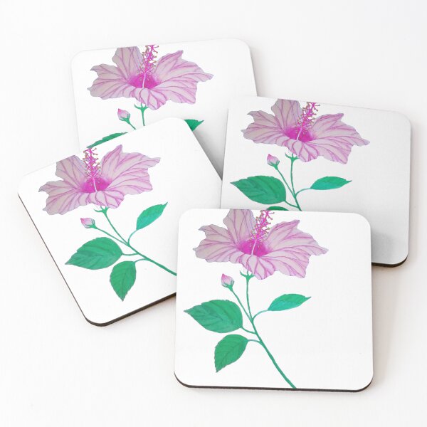 Item preview, Single pink hibiscus flower watercolour illustration  designed and sold by esvb.