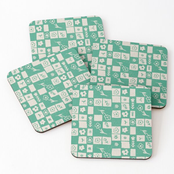 Item preview, Green flower checkerboard designed and sold by mangopuffstudio.