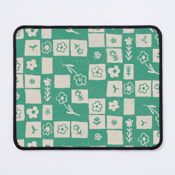 Item preview, Green flower checkerboard designed and sold by mangopuffstudio.