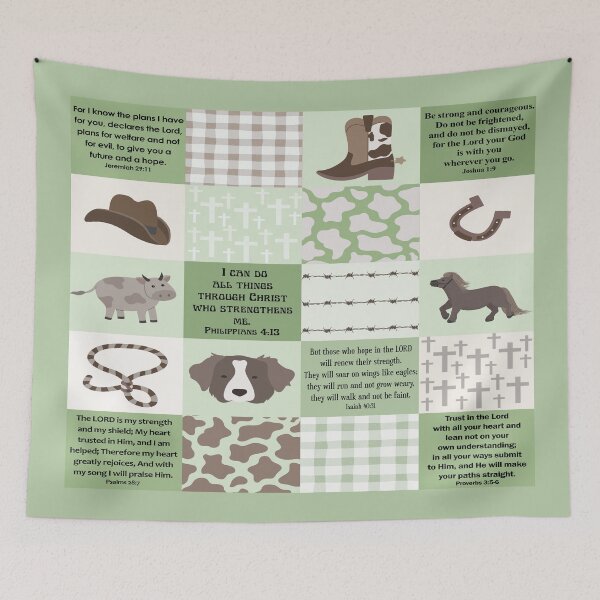 Item preview, Bible Verses Cowboy Horse Patchwork Scripture Christian Gift designed and sold by ipraisedesigns.