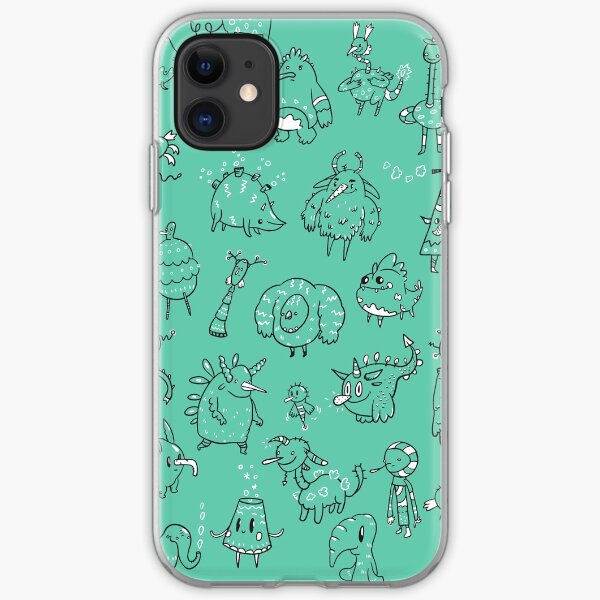 Random Creatures Phone Case - Teal iPhone Soft Case