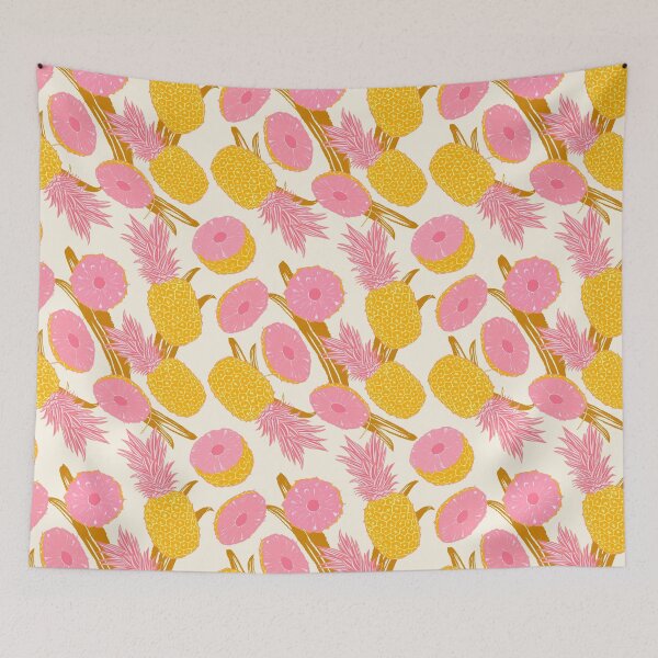 Item preview, Pink Pineapple seamless pattern with tropical leaves and fruit  designed and sold by Rômulo Queiroz.