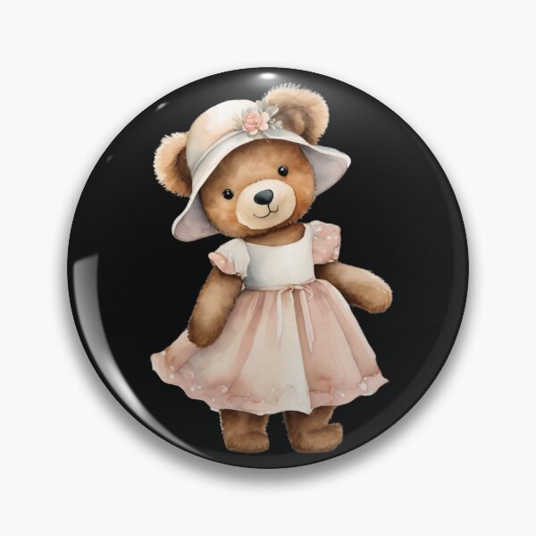 Item preview, Cute Teddy Bear in Vintage Pink Dress designed and sold by FurrFunPrints.